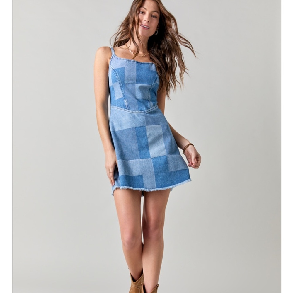 Patchwork Denim Mini Dress